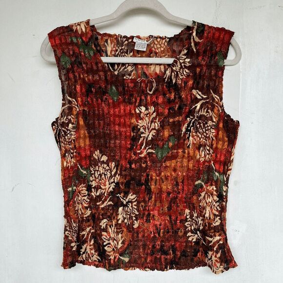 Alberto Makali XL Sleeveless Crinkle Sequin Top Semi Sheer Boho Tank NWOT - Picture 1 of 7